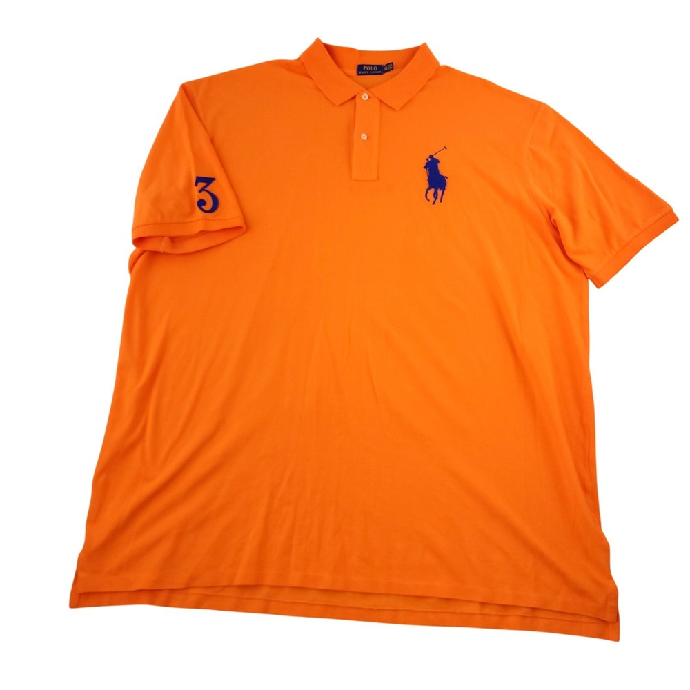 Polo Ralph Lauren Polo Shirt Mens 4XLT Orange Big Pony Cotton Casual Top